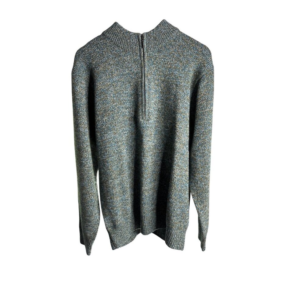 Turtleson Men's Blue/Green Merino Wool 1/2" Zip Pullover Sweater XL